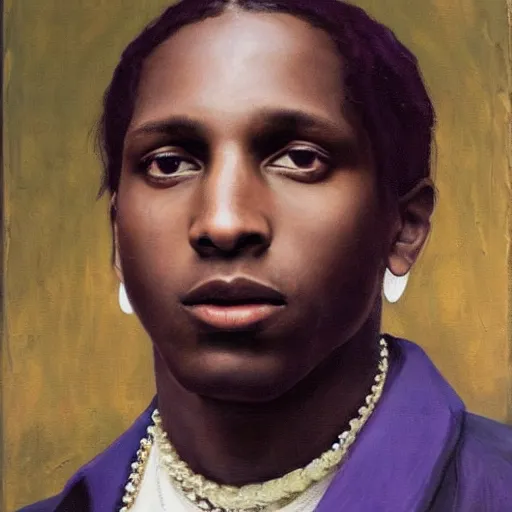 Image similar to asap rocky, oil on canvas, 1883