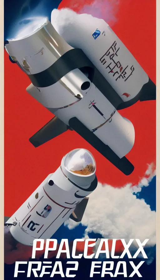 Image similar to propaganda poster for spacex