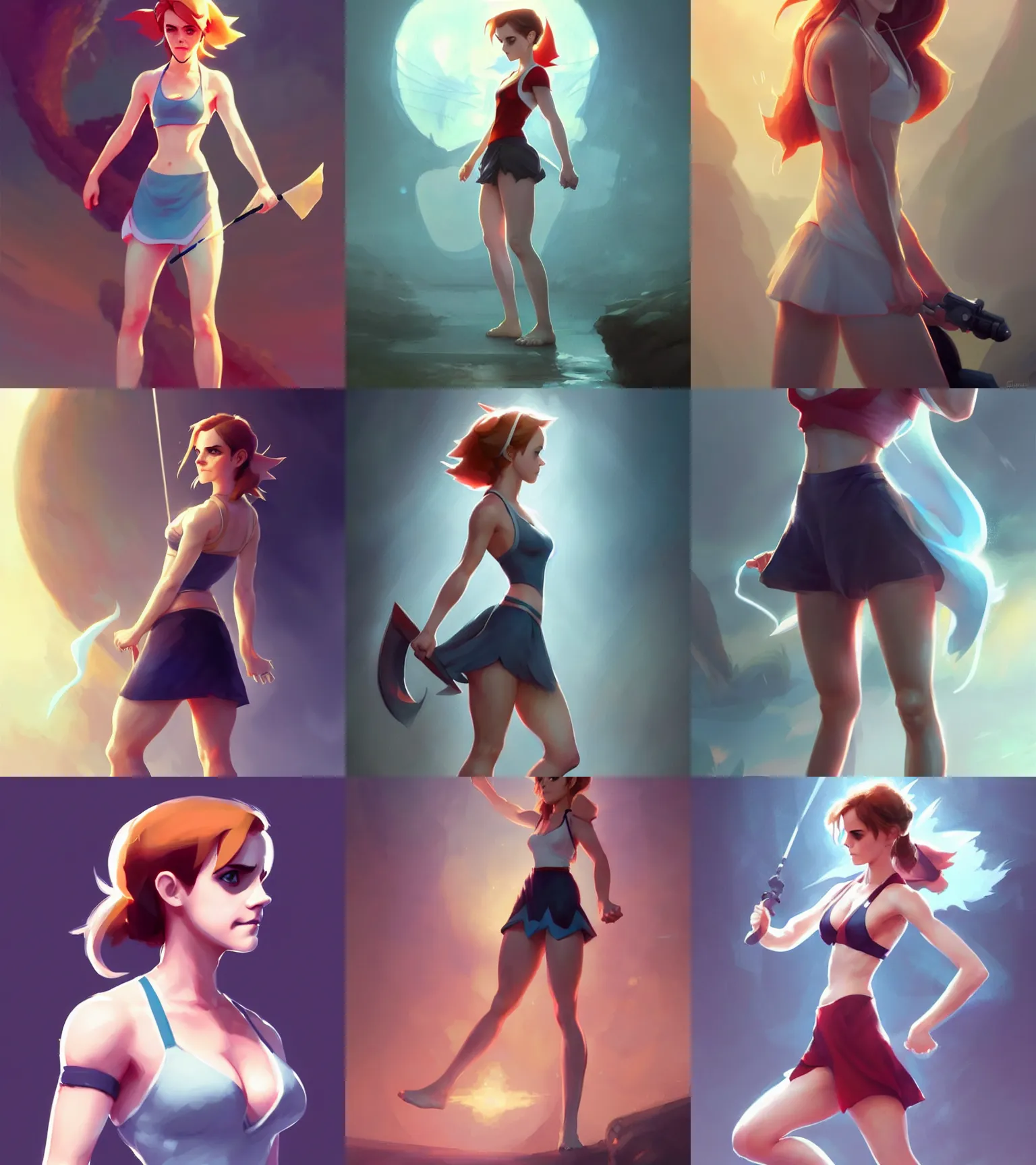 Prompt: attractive Emma Watson as Misty from Pokemon, hourglass slim figure, full body shot close up, seductive smile, details, sharp focus, illustration, by Jordan Grimmer and greg rutkowski, Trending artstation, pixiv, digital Art