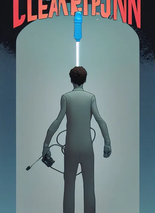 Prompt: poster artwork by Michael Whelan and Tomer Hanuka, Portal Gun, clean