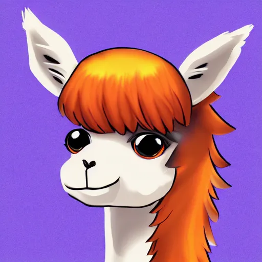 Image similar to cute anthro anime llama, digital art