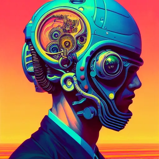 Image similar to high quality high detail portrait of a diesel punk in an alien world, tristan eaton, victo ngai, artgerm, rhads, ross draws, hyperrealism, intricate detailed, alphonse mucha, 8 k, sci - fi, pastel colors, artstation,