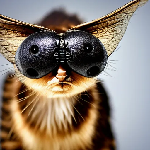 Image similar to a feline housefly - cat - hybrid, animal photography