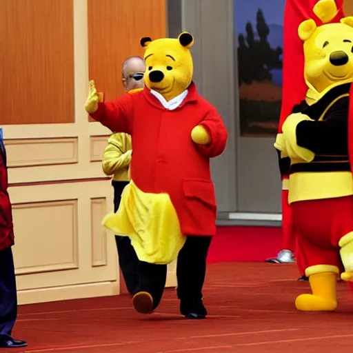 Prompt: Xi Jinping dressed as Winnie the Pooh