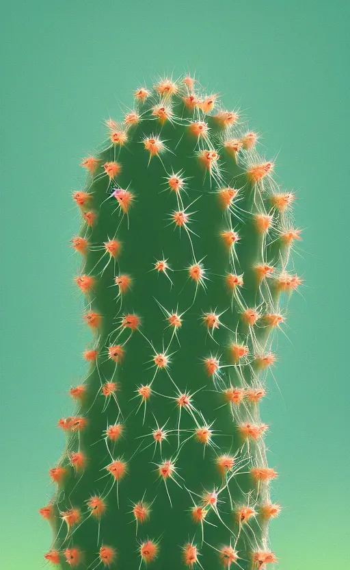 Image similar to cactus, poster vintage, digital strokes, illustration, bioluminescence, vegetation, water bubbles around cactus, portrait, full shot, rim light, pixar, octane render,