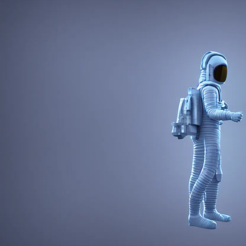 Image similar to a 3 d render of a blue astronaut in a empty void, digital art.