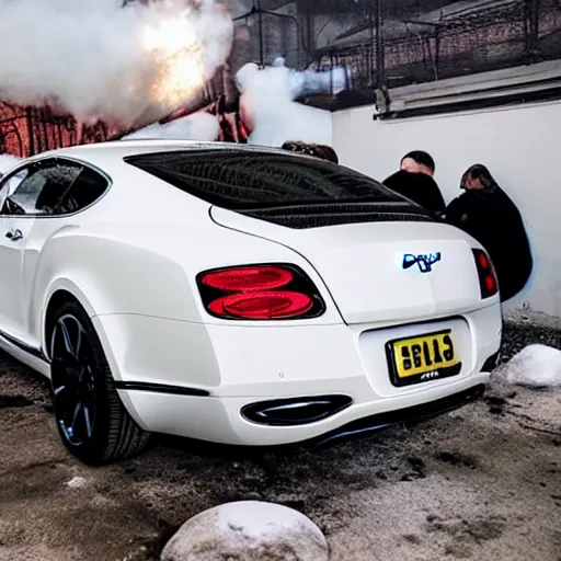 Image similar to white Bentley Continental Gt Exploding! Exploding! Explosion!