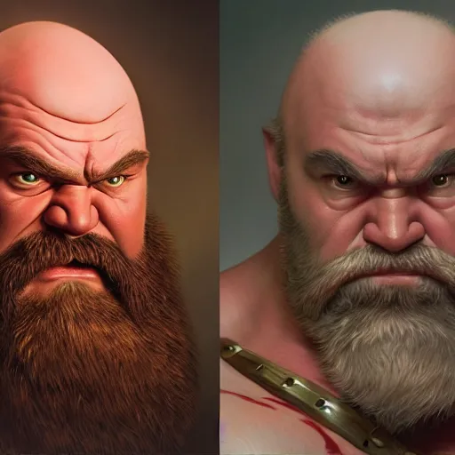 Image similar to david koechner as zangief from street fighter, ultra realistic, concept art, intricate details, eerie, highly detailed, photorealistic, octane render, 8 k, unreal engine. art by artgerm and greg rutkowski and magali villeneuve and alphonse mucha