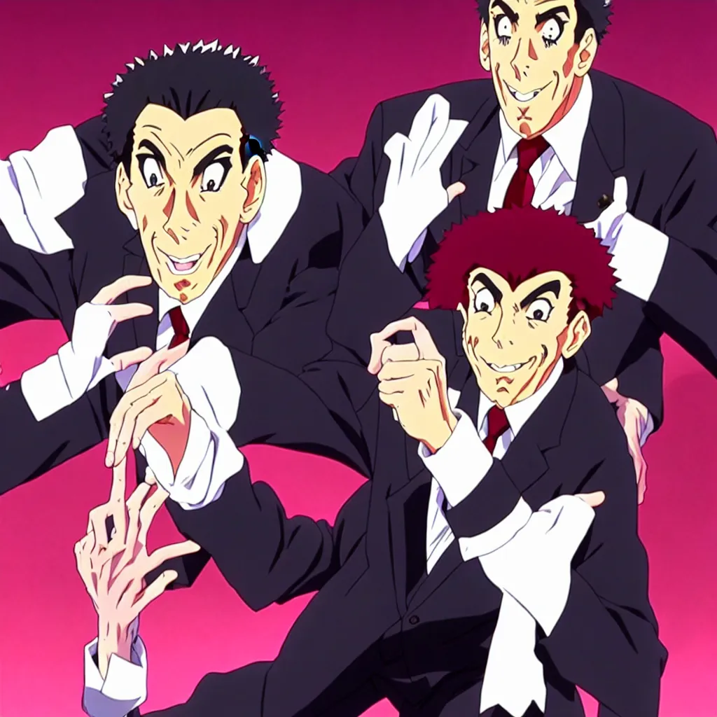 Prompt: michael richards stand up in the style on anime