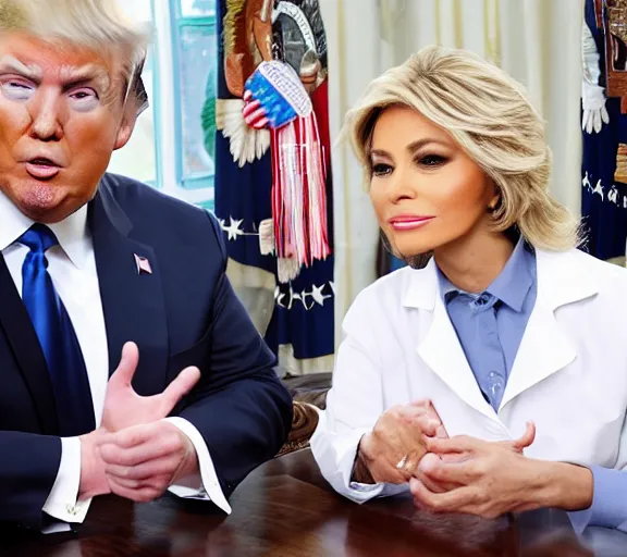 Prompt: donald trump on tv selling medical supplies, home shopping network