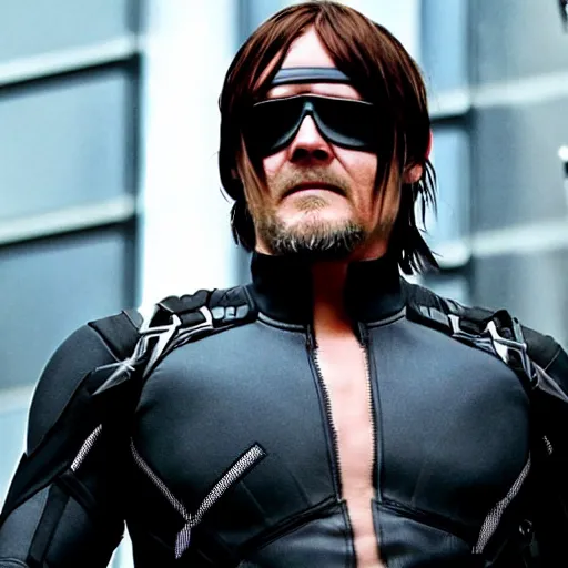 Image similar to Norman Reedus as Black Widow from The Avengers, cinematic photo