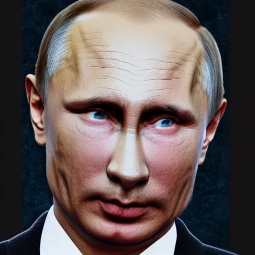 Image similar to vladimir putin became stupid ugly lovecraftian degenerate abomination, photo - realistic, color image, 2 k, highly detailed, horror