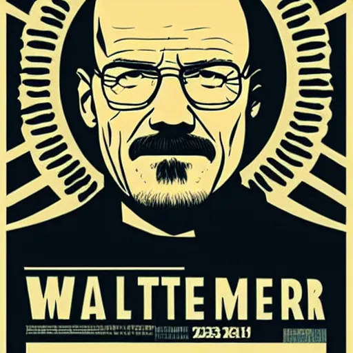 Prompt: poster of walter white designed by saul bass