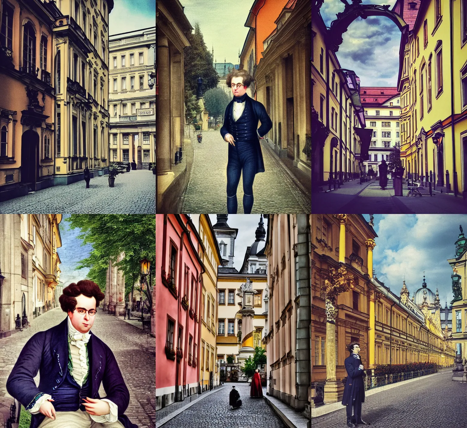 Prompt: a photo of franz schubert stading in vienna streets, rich colors, 8 k, instagram, realistic, detailed, very beautiful photo,