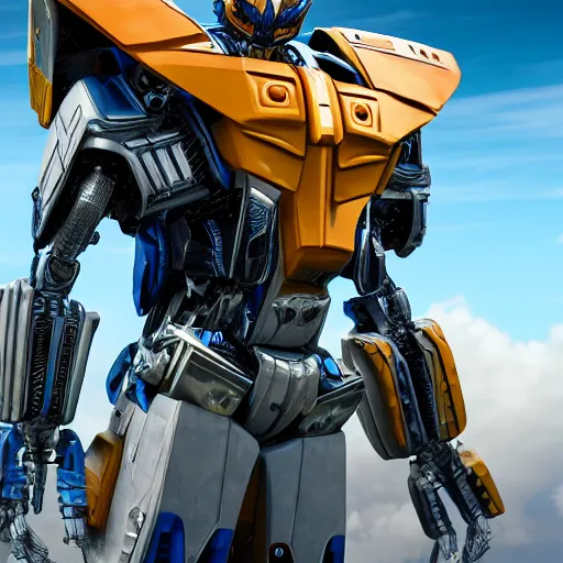 Image similar to portrait of highly detailed realistic transformers - realistic beautiful sky -realistic detail - blender - unreal engine 5 - 8K with ray tracing