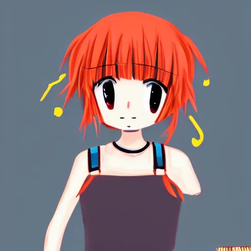 Prompt: A cute anime girl with red hair in the style of Sam Does Art.