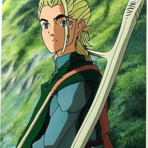 Image similar to legolas from the anime lord of the rings (1986), studio ghibli, very detailed, realistic