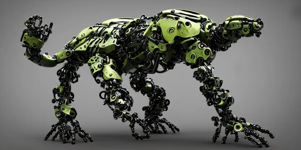 Image similar to photo of industrial design turttle biomorph Dvg TrArtifficial Smart Turbo bionicle organism biomimmicry exoskeleton hydraulics trending on behance visualisation industrial design object robot headcrab vrat unreal engine Space design concept 3D unreal engine