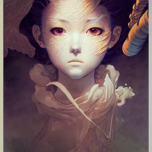 Image similar to prompt : fantasy portrait soft light painted by james jean and katsuhiro otomo, inspired by evangeleon anime, smooth face feature, intricate oil painting, high detail illustration, sharp high detail, manga and anime 1 9 9 0