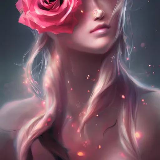 Prompt: rose by ross tran, blackening effect