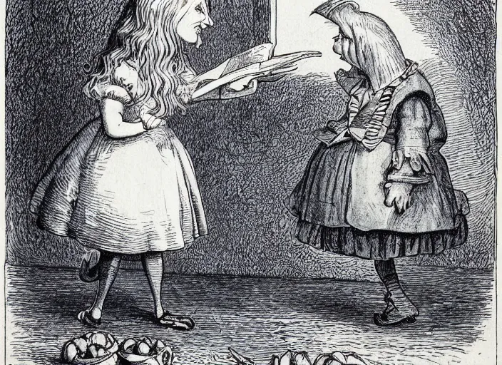 Image similar to Tenniel illustration of Alice in Wonderland Lewis Carrol