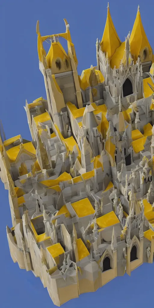 Image similar to a cathedral made of cheese, 3 d model, fortnite skin