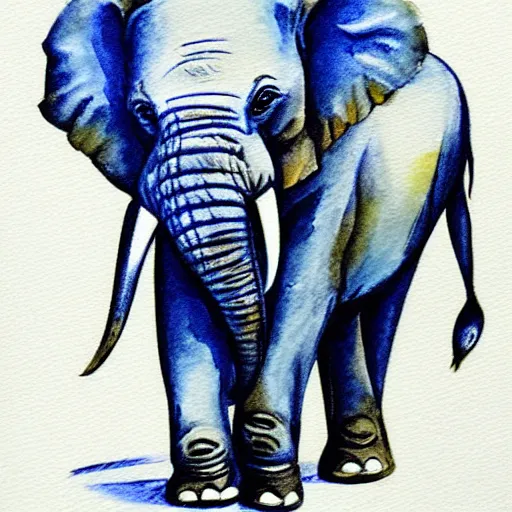 Prompt: cute baby elephant water colour painting