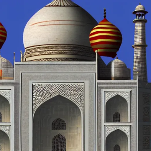 Image similar to the majestic taj mahal at the heart of the city, trending on pixiv