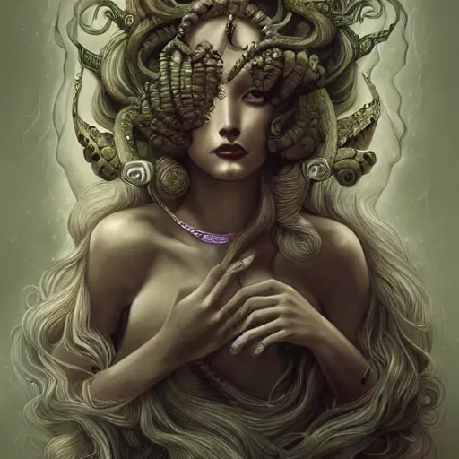 Prompt: realistic mythological greek medusa, by anna dittmann