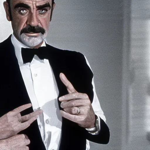 Image similar to a highly detailed cgi portrait of Sean Connery as James Bond, 30mm Annie Leibovitz