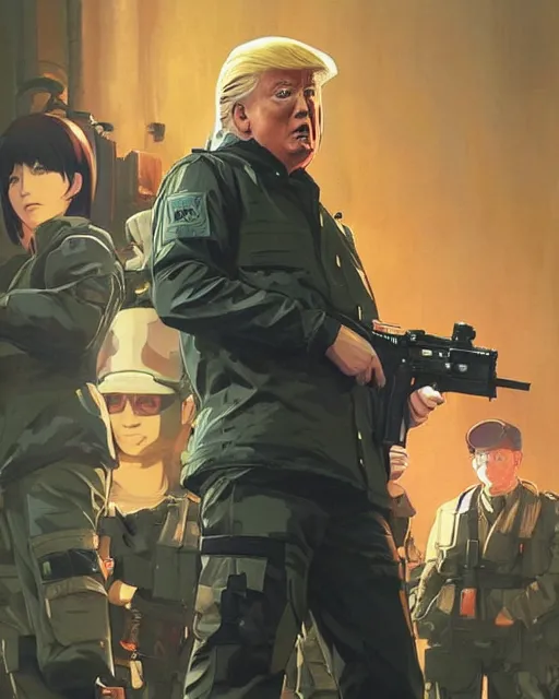 donald trump wearing tactical gear, very anime, fine - | Stable ...