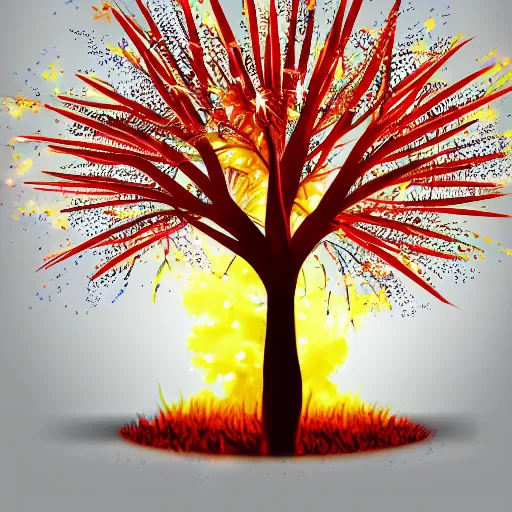 Prompt: a tree with fireworks for leaves