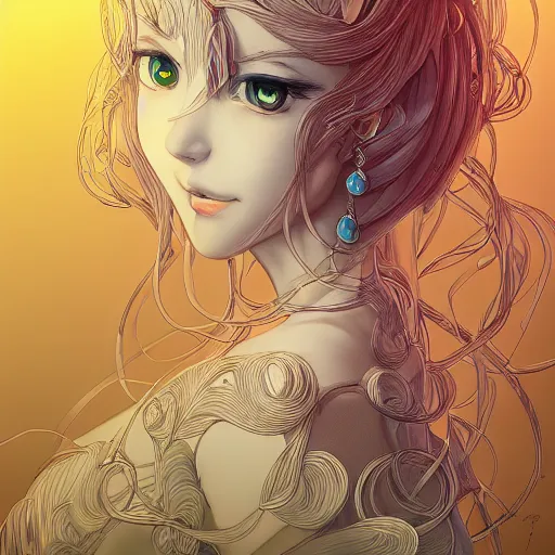 Image similar to the portrait of an absurdly beautiful, graceful, elegant, and sophisticated anime girl made of garlic bulbs, an ultrafine detailed illustration by james jean, intricate linework, bright colors, final fantasy, behance contest winner, vanitas, angular, altermodern, unreal engine 5 highly rendered, global illumination, radiant light, detailed and intricate environment