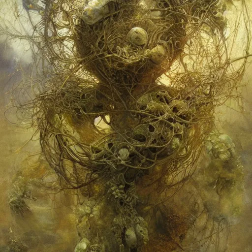 Image similar to a chamomile | highly detailed oil painting, hyperrealistic, very intrincate | cinematic lighting, award - winning | by rachel ruysch, giger, beksinski and bocklin | by austin osman spare and william blake, trending on artstation, cgsociety, official art, octane.