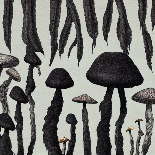 Image similar to stoned ape theory, psilocybin mushrooms, abstract, evolution