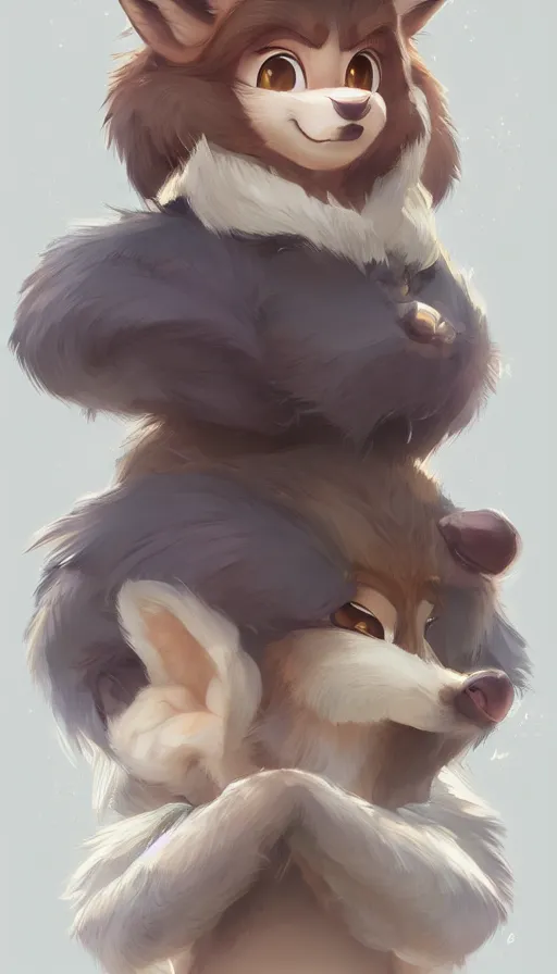 Prompt: portrait character design a cute fluffy wolf girl, style of maple story and zootopia, portrait studio lighting by jessica rossier and brian froud and gaston bussiere