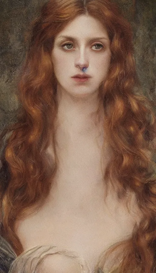 Image similar to An extremely beautiful pre-raphaelite ornate portrait of a beautiful young attractive woman, professionally painted digital art illustration, smooth, sharp focus, atmospheric lighting, highly detailed illustration highlights, golden ratio, extremely detailed winning award masterpiece, 8K post-processing