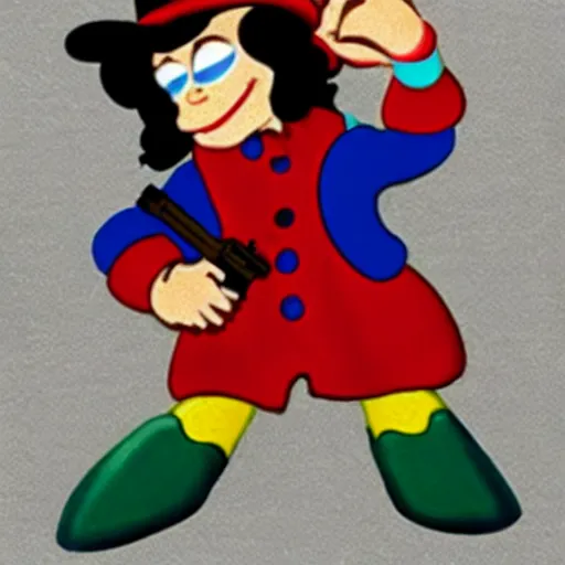 Prompt: noddy with a gun