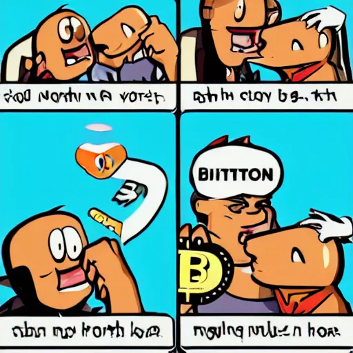 Image similar to meme character eating bitcoin