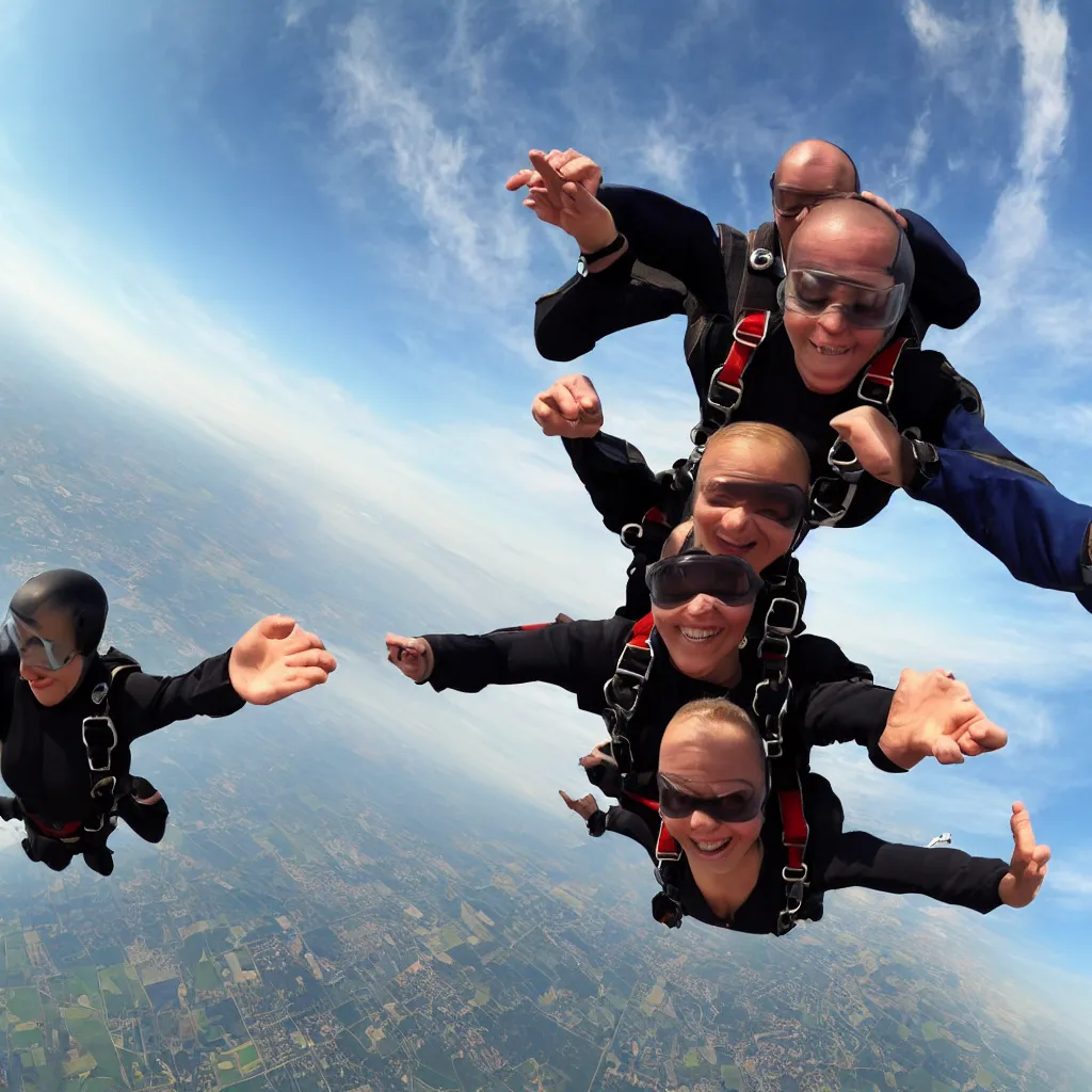 Prompt: gopro photo of a skydiving nun