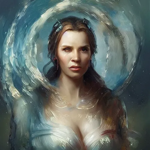 Image similar to portrait of a nervian woman ( 3 5 ) from the the netherlands, an oil painting by ross tran and thomas kincade