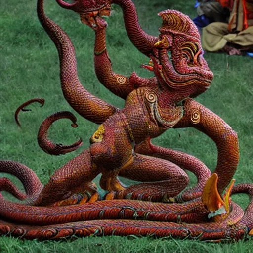 Prompt: naga creature, burmese mythology, naga, burmese