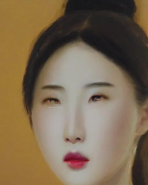 Prompt: liuyifei the face of an oriental woman left face is a mechanical structure the eyes glow, artstation