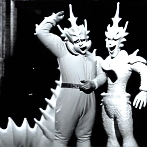 Image similar to Abbott and Costello meet King Ghidorah