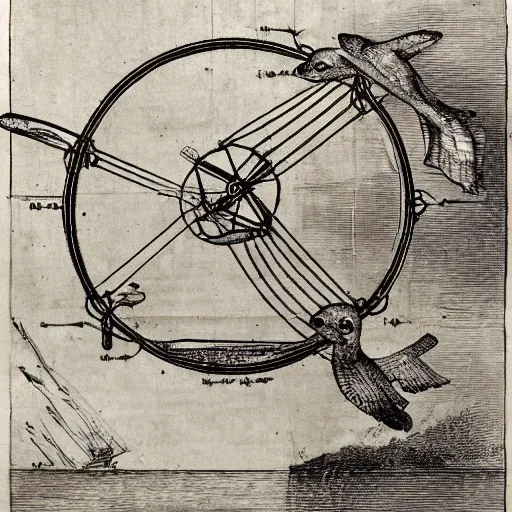 Prompt: diagram of an otter flying machine by da vinci