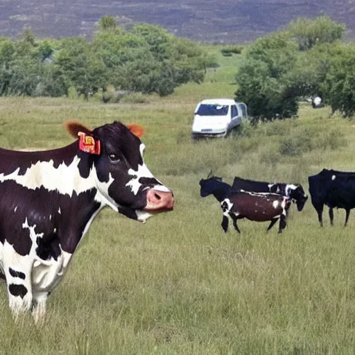 Image similar to cow abduction by aliens