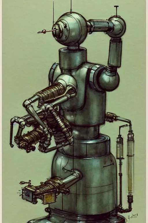 Prompt: ( ( ( ( ( 1 9 5 0 s retro science fiction robot laboratory. muted colors. ) ) ) ) ) by jean - baptiste monge!!!!!!!!!!!!!!!!!!!!!!!!!!!!!!