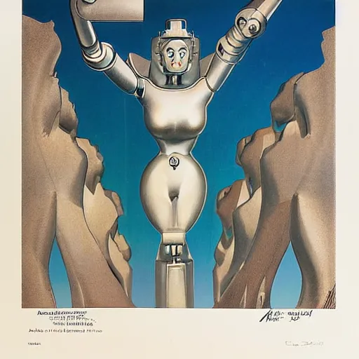 Image similar to robot female goddess statue by Alberto Vargas