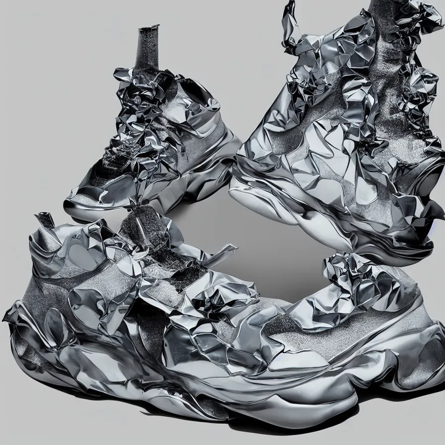 Image similar to futuristic balenciaga sneakers, nft art, highly detailed, hyper realistic