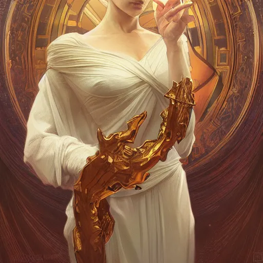 Image similar to the righteous hand of god, deep focus, intricate, elegant, highly detailed, digital painting, artstation, concept art, matte, sharp focus, illustration, art by artgerm and greg rutkowski and alphonse mucha